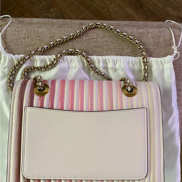 Coach Pink and Cream Shoulder Bag with Chain Strap - Picture 2 of 10